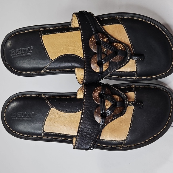 Born Womens Black Leather Sandals Size 10 - Picture 7 of 7